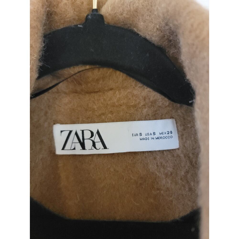 Zara Camel Coat Sz Small Oversized Long Two Button Overcoat Jacket - Picture 6 of 8